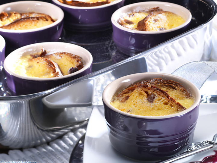 Panettone Puddings with Amaretto Custard