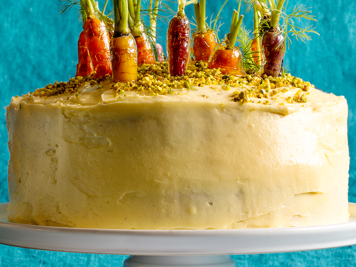 Carrot Cake with Candied Carrot Tops