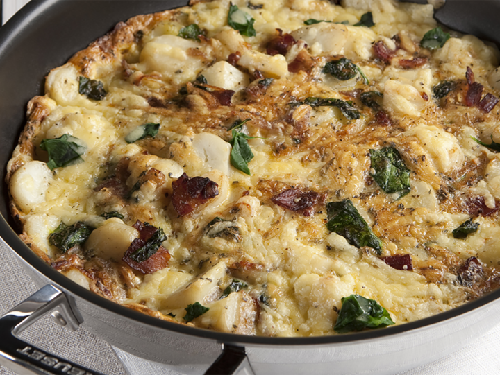 Spinach, Red Onion and Bacon Frittata