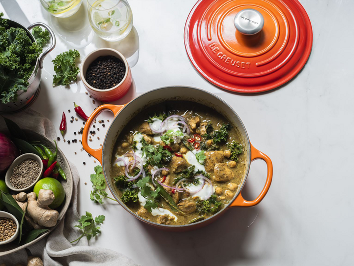Gingery Black Pepper Chicken Curry with Kale and Chickpeas