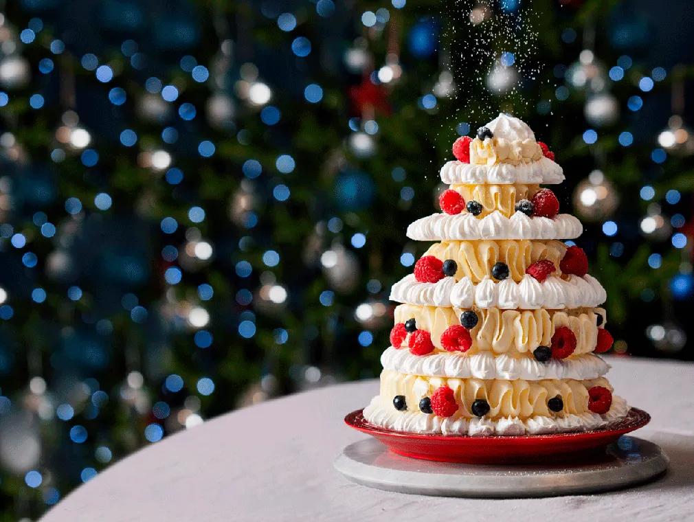 Eton Mess-Inspired Christmas Tree Pavlova