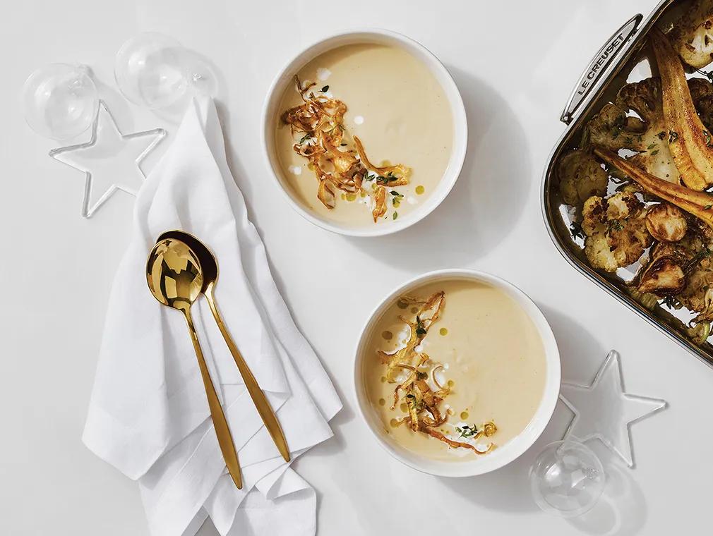 Roasted Cauliflower, Parsnip and Turnip Soup