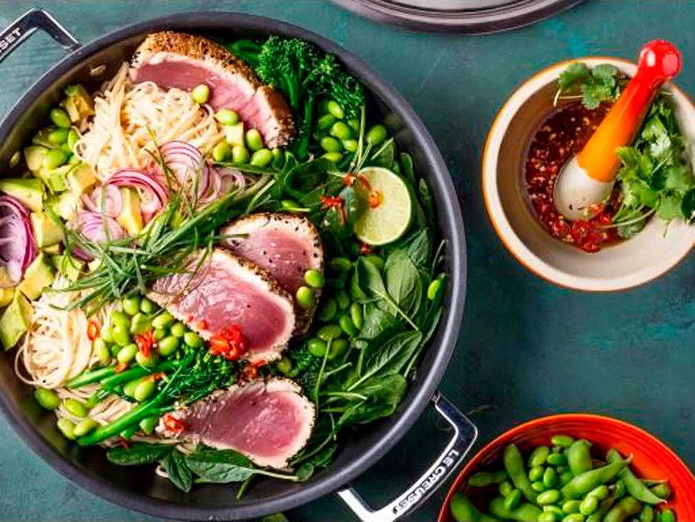 Stir-Fry with Sesame-Seared Tuna