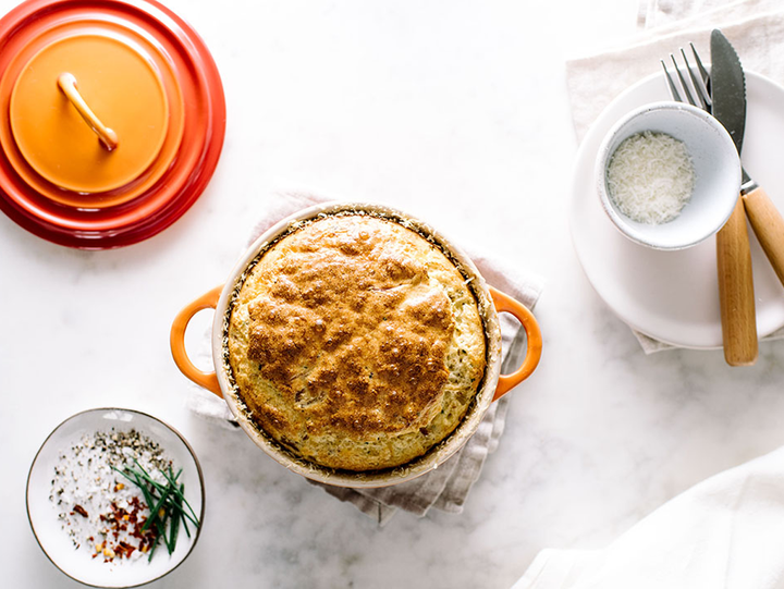 Caramelized Fennel and Bacon Cheese Soufflé