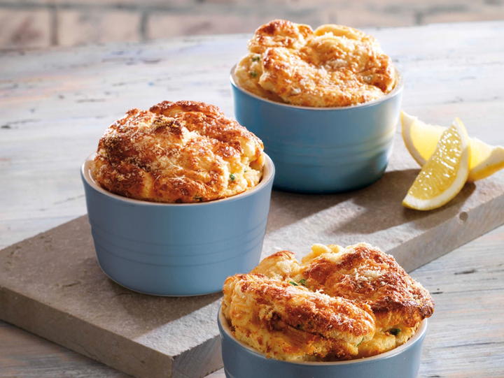 Hot Smoked Salmon Soufflés with a Parmesan Crust