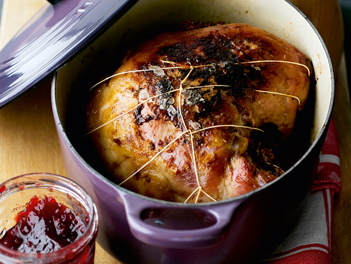 Slow Roasted Leg of Lamb with Cherry, Nut and Herb Stuffing