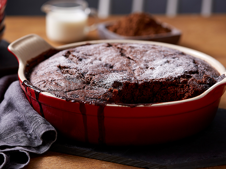 Self Saucing Chocolate And Cherry Sponge Pudding