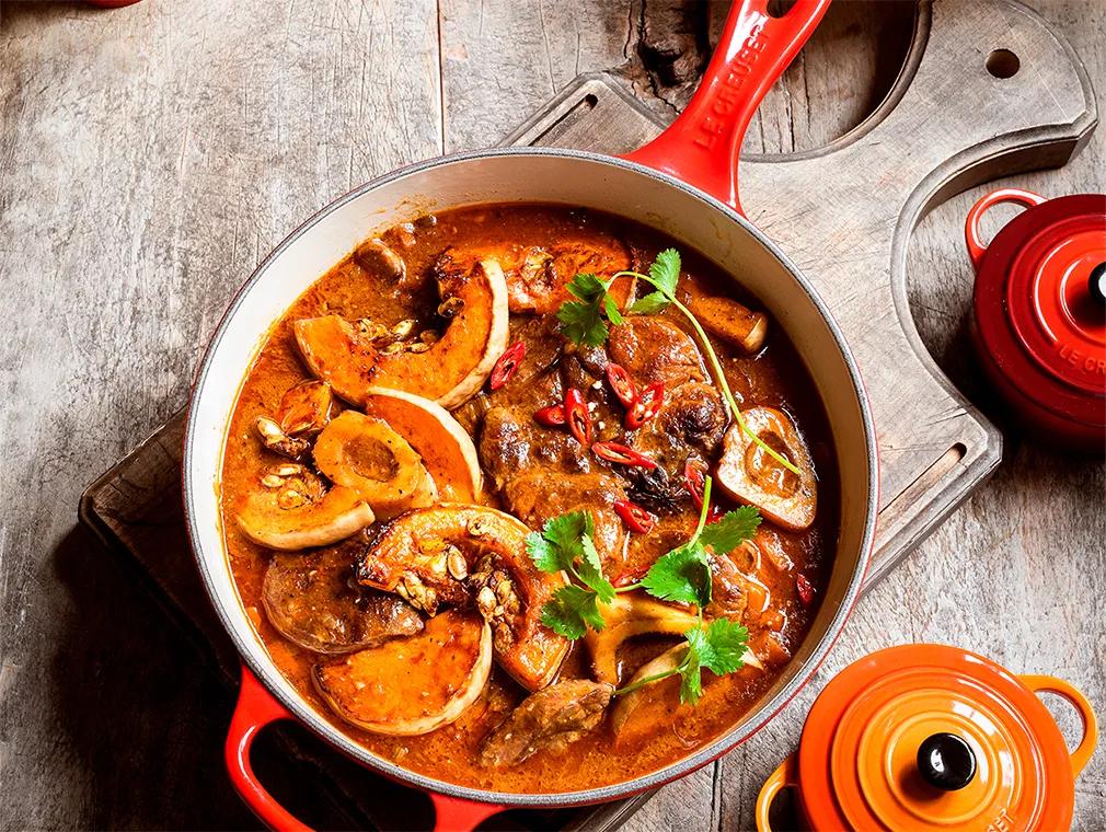 Brown Butter Miso Beef Casserole with Ginger & Roast Butternut