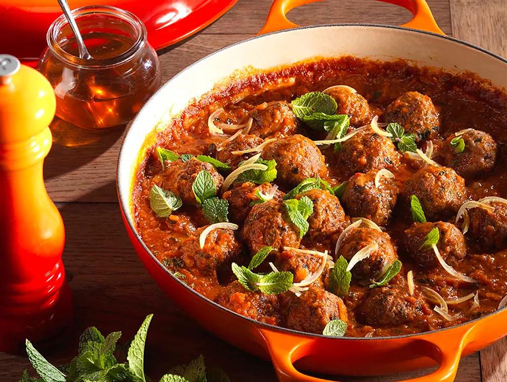 Lamb and Mint Meatballs in Chermoula Tomato Sauce